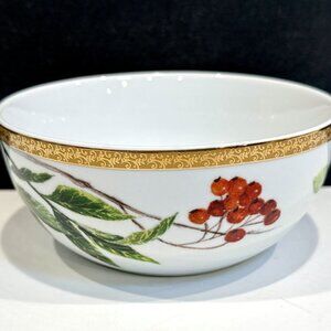 Coupe Cereal Bowl, "Holiday Laurel", by St Nicholas Square, 18 Karat Gold Band